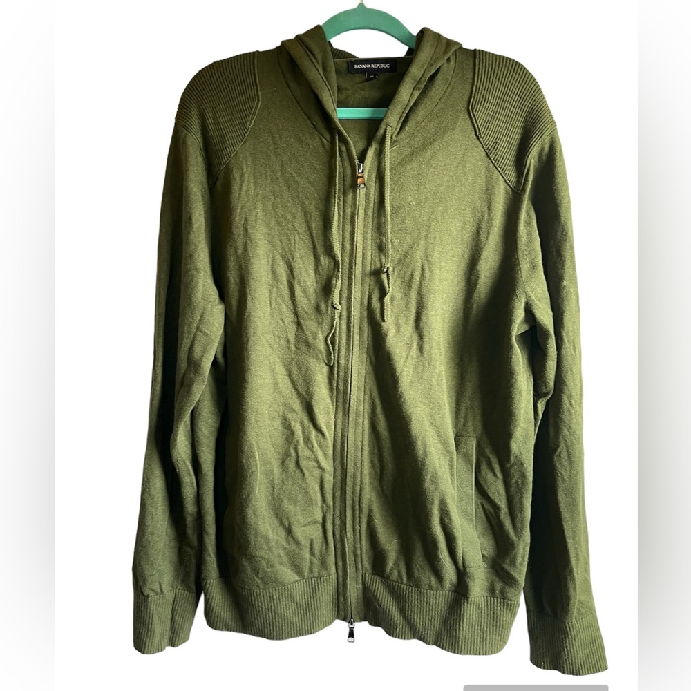 Banana Republic Olive Full Zip Hooded Jacket
